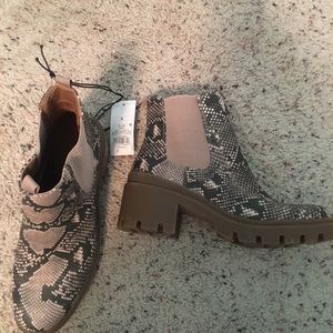 Chunky snakeskin boots